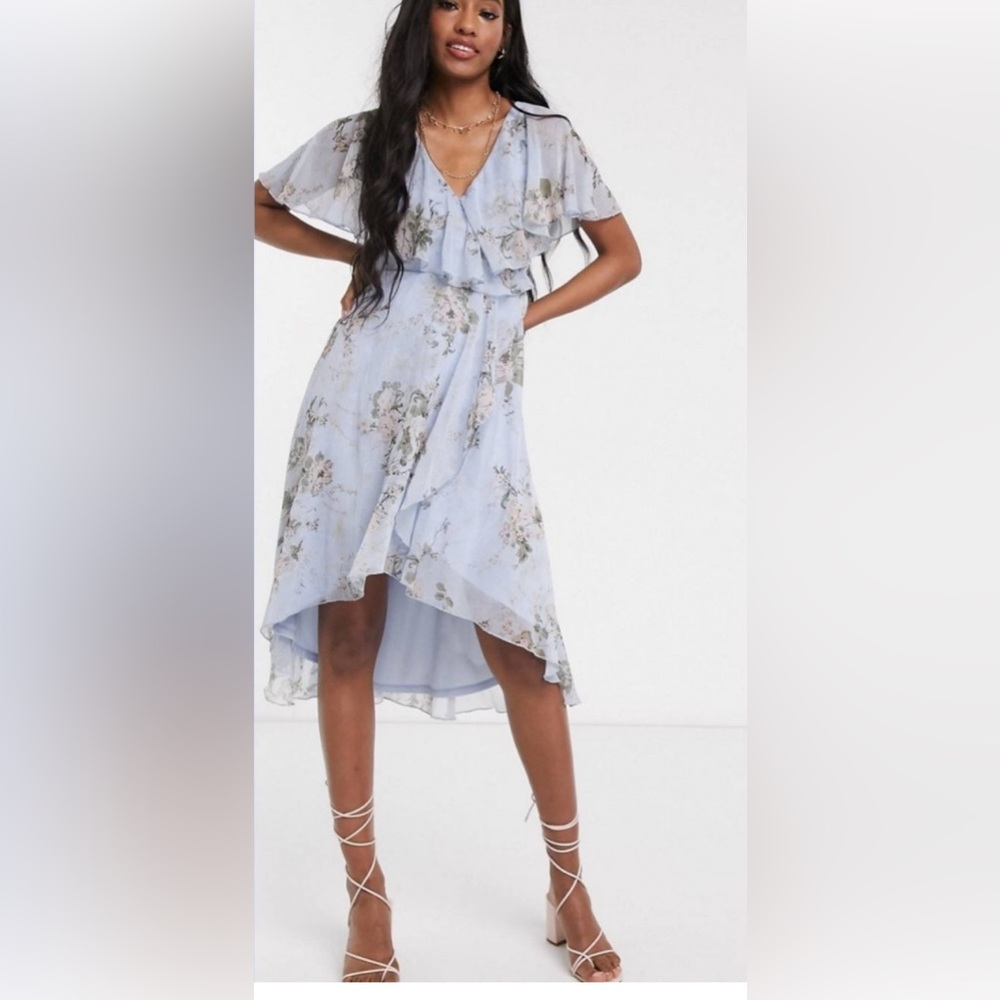 ASOS Sky Blue Floral Midi Dress